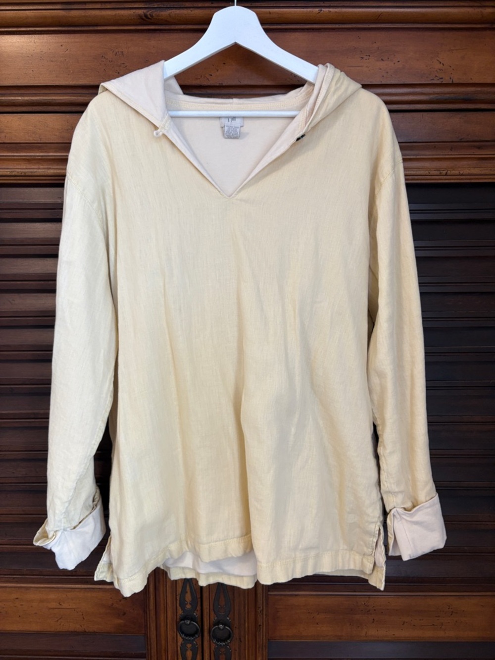 J. Jill Light light yellow Hooded Pullover Sweatshirt